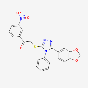 molecular formula C23H16N4O5S B3484877 2-{[5-(1,3-benzodioxol-5-yl)-4-phenyl-4H-1,2,4-triazol-3-yl]thio}-1-(3-nitrophenyl)ethanone 