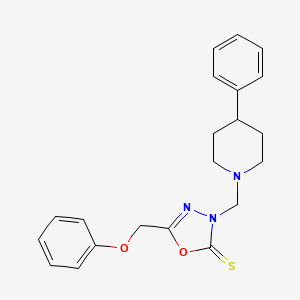 molecular formula C21H23N3O2S B3484885 5-(phenoxymethyl)-3-[(4-phenyl-1-piperidinyl)methyl]-1,3,4-oxadiazole-2(3H)-thione 