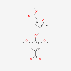 molecular formula C18H20O8 B3484950 methyl 4-{[2,6-dimethoxy-4-(methoxycarbonyl)phenoxy]methyl}-5-methyl-2-furoate 