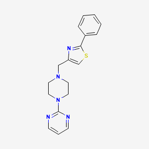 2-{4-[(2-phenyl-1,3-thiazol-4-yl)methyl]-1-piperazinyl}pyrimidine