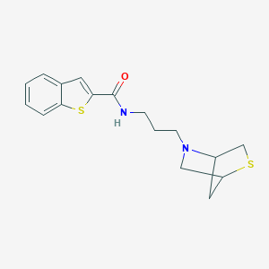 molecular formula C17H20N2OS2 B348501 N-[3-(2-thia-5-azabicyclo[2.2.1]hept-5-yl)propyl]-1-benzothiophene-2-carboxamide 