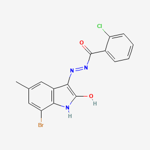 molecular formula C16H11BrClN3O2 B3485040 N'-(7-bromo-5-methyl-2-oxo-1,2-dihydro-3H-indol-3-ylidene)-2-chlorobenzohydrazide 