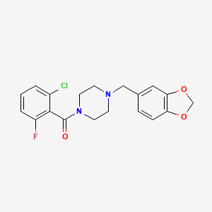 molecular formula C19H18ClFN2O3 B3485068 1-(1,3-benzodioxol-5-ylmethyl)-4-(2-chloro-6-fluorobenzoyl)piperazine 