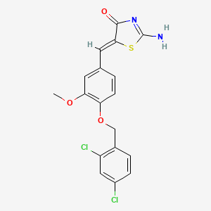 molecular formula C18H14Cl2N2O3S B3485073 5-{4-[(2,4-dichlorobenzyl)oxy]-3-methoxybenzylidene}-2-imino-1,3-thiazolidin-4-one 