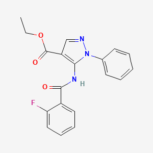 molecular formula C19H16FN3O3 B3485093 ethyl 5-[(2-fluorobenzoyl)amino]-1-phenyl-1H-pyrazole-4-carboxylate 