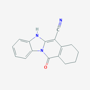 molecular formula C16H13N3O B348513 11-Oxo-5,7,8,9,10,11-hexahydrobenzimidazo[1,2-b]isoquinoline-6-carbonitrile CAS No. 163080-49-7