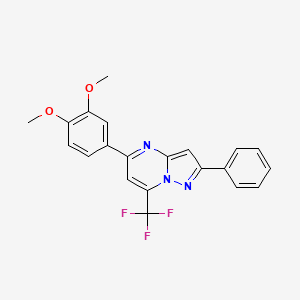 molecular formula C21H16F3N3O2 B3485162 5-(3,4-dimethoxyphenyl)-2-phenyl-7-(trifluoromethyl)pyrazolo[1,5-a]pyrimidine 