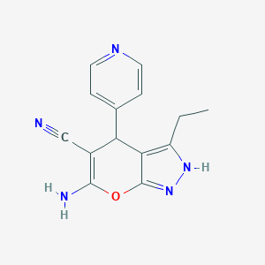 6-Amino-3-ethyl-4-(4-pyridinyl)-1,4-dihydropyrano[2,3-c]pyrazole-5-carbonitrile