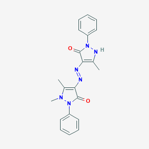 molecular formula C21H20N6O2 B348522 1,5-Dimethyl-4-[(5-methyl-3-oxo-2-phenyl-1H-pyrazol-4-yl)diazenyl]-2-phenylpyrazol-3-one CAS No. 79067-22-4
