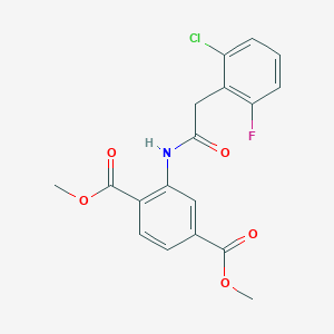 molecular formula C18H15ClFNO5 B3485301 dimethyl 2-{[(2-chloro-6-fluorophenyl)acetyl]amino}terephthalate 