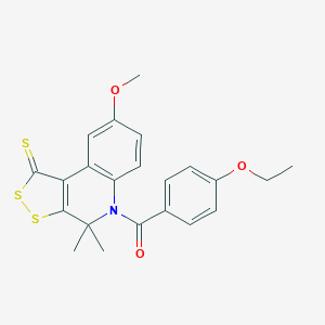 molecular formula C22H21NO3S3 B348531 5-(4-ethoxybenzoyl)-8-methoxy-4,4-dimethyl-4,5-dihydro-1H-[1,2]dithiolo[3,4-c]quinoline-1-thione CAS No. 328070-96-8