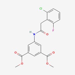 molecular formula C18H15ClFNO5 B3485321 DIMETHYL 5-{[2-(2-CHLORO-6-FLUOROPHENYL)ACETYL]AMINO}ISOPHTHALATE 