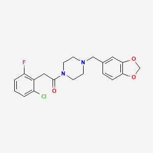 molecular formula C20H20ClFN2O3 B3485366 1-{4-[(2H-1,3-benzodioxol-5-yl)methyl]piperazin-1-yl}-2-(2-chloro-6-fluorophenyl)ethan-1-one 