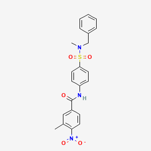 molecular formula C22H21N3O5S B3485436 N-(4-{[benzyl(methyl)amino]sulfonyl}phenyl)-3-methyl-4-nitrobenzamide 