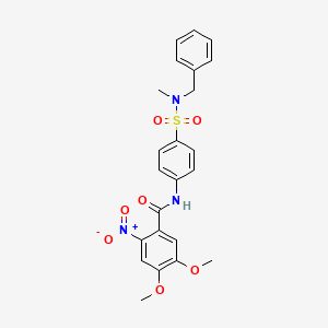 molecular formula C23H23N3O7S B3485458 N-(4-{[benzyl(methyl)amino]sulfonyl}phenyl)-4,5-dimethoxy-2-nitrobenzamide 