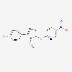 molecular formula C15H12ClN5O2S B3485649 2-{[5-(4-chlorophenyl)-4-ethyl-4H-1,2,4-triazol-3-yl]thio}-5-nitropyridine 