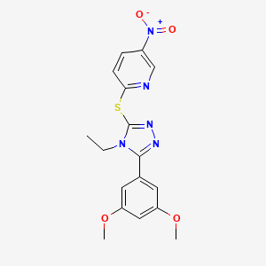 molecular formula C17H17N5O4S B3485720 2-{[5-(3,5-dimethoxyphenyl)-4-ethyl-4H-1,2,4-triazol-3-yl]thio}-5-nitropyridine 