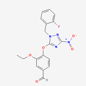 3-ethoxy-4-{[1-(2-fluorobenzyl)-3-nitro-1H-1,2,4-triazol-5-yl]oxy}benzaldehyde