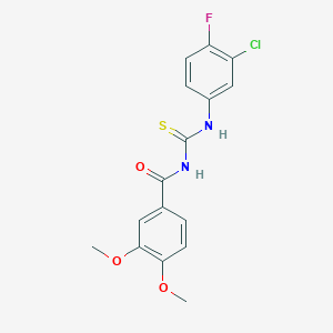 molecular formula C16H14ClFN2O3S B3486085 N-{[(3-chloro-4-fluorophenyl)amino]carbonothioyl}-3,4-dimethoxybenzamide 