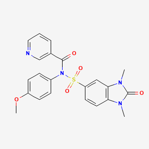 N-[(1,3-DIMETHYL-2-OXO-2,3-DIHYDRO-1H-1,3-BENZODIAZOL-5-YL)SULFONYL]-N-(4-METHOXYPHENYL)PYRIDINE-3-CARBOXAMIDE