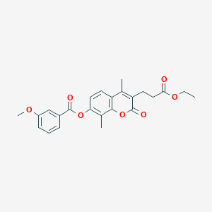 3-(3-ethoxy-3-oxopropyl)-4,8-dimethyl-2-oxo-2H-chromen-7-yl 3-methoxybenzoate