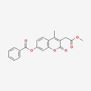 molecular formula C20H16O6 B3486299 3-(2-methoxy-2-oxoethyl)-4-methyl-2-oxo-2H-chromen-7-yl benzoate 