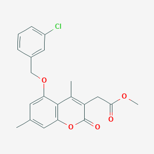 molecular formula C21H19ClO5 B3486314 METHYL 2-{5-[(3-CHLOROPHENYL)METHOXY]-4,7-DIMETHYL-2-OXO-2H-CHROMEN-3-YL}ACETATE 