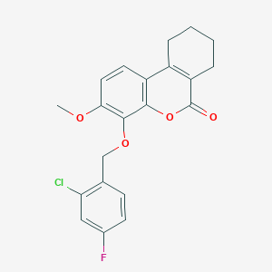 4-[(2-CHLORO-4-FLUOROPHENYL)METHOXY]-3-METHOXY-6H,7H,8H,9H,10H-CYCLOHEXA[C]CHROMEN-6-ONE