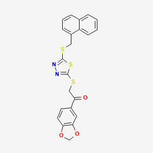 1-(1,3-benzodioxol-5-yl)-2-({5-[(1-naphthylmethyl)thio]-1,3,4-thiadiazol-2-yl}thio)ethanone