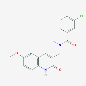 3-chloro-N-[(2-hydroxy-6-methoxyquinolin-3-yl)methyl]-N-methylbenzamide