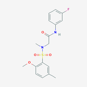 N-(3-fluorophenyl)-2-[(2-methoxy-5-methylphenyl)sulfonyl-methylamino]acetamide