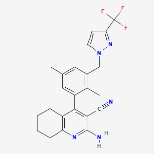 2-Amino-4-[2,5-dimethyl-3-[[3-(trifluoromethyl)pyrazol-1-yl]methyl]phenyl]-5,6,7,8-tetrahydroquinoline-3-carbonitrile