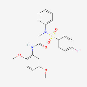 molecular formula C22H21FN2O5S B3486597 N~1~-(2,5-dimethoxyphenyl)-N~2~-[(4-fluorophenyl)sulfonyl]-N~2~-phenylglycinamide 