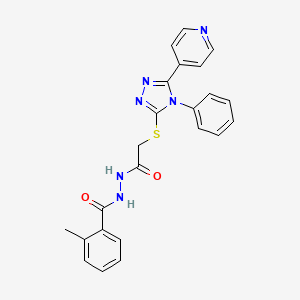 molecular formula C23H20N6O2S B3486635 2-METHYL-N'~1~-(2-{[4-PHENYL-5-(4-PYRIDYL)-4H-1,2,4-TRIAZOL-3-YL]SULFANYL}ACETYL)BENZOHYDRAZIDE 