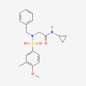 2-(N-BENZYL4-METHOXY-3-METHYLBENZENESULFONAMIDO)-N-CYCLOPROPYLACETAMIDE