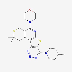 molecular formula C23H30N6OS2 B3486720 4-[4,4-dimethyl-13-(4-methylpiperidin-1-yl)-5,11-dithia-9,14,15,16-tetrazatetracyclo[8.7.0.02,7.012,17]heptadeca-1(10),2(7),8,12(17),13,15-hexaen-8-yl]morpholine 