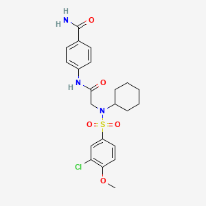 4-[2-(N-CYCLOHEXYL3-CHLORO-4-METHOXYBENZENESULFONAMIDO)ACETAMIDO]BENZAMIDE