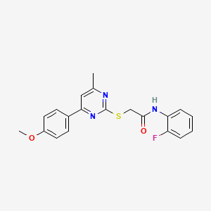 molecular formula C20H18FN3O2S B3486774 N-(2-fluorophenyl)-2-{[4-(4-methoxyphenyl)-6-methyl-2-pyrimidinyl]thio}acetamide 