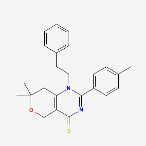 7,7-dimethyl-2-(4-methylphenyl)-1-(2-phenylethyl)-1,5,7,8-tetrahydro-4H-pyrano[4,3-d]pyrimidine-4-thione