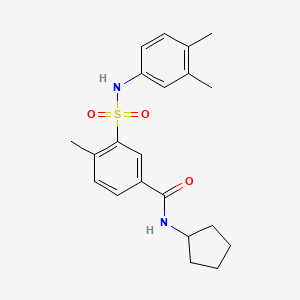 molecular formula C21H26N2O3S B3486967 N-cyclopentyl-3-[(3,4-dimethylphenyl)sulfamoyl]-4-methylbenzamide 