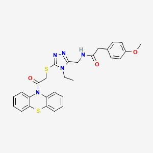 N-[(4-ethyl-5-{[2-oxo-2-(10H-phenothiazin-10-yl)ethyl]sulfanyl}-4H-1,2,4-triazol-3-yl)methyl]-2-(4-methoxyphenyl)acetamide