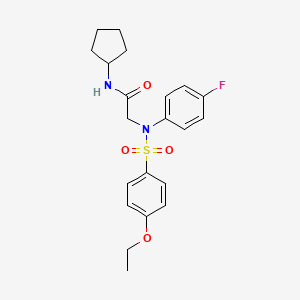 molecular formula C21H25FN2O4S B3486997 N~1~-cyclopentyl-N~2~-[(4-ethoxyphenyl)sulfonyl]-N~2~-(4-fluorophenyl)glycinamide 