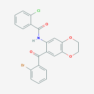 molecular formula C22H15BrClNO4 B3487004 N-[7-(2-bromobenzoyl)-2,3-dihydro-1,4-benzodioxin-6-yl]-2-chlorobenzamide 