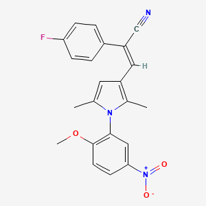 molecular formula C22H18FN3O3 B3487065 (2E)-2-(4-fluorophenyl)-3-[1-(2-methoxy-5-nitrophenyl)-2,5-dimethyl-1H-pyrrol-3-yl]prop-2-enenitrile 