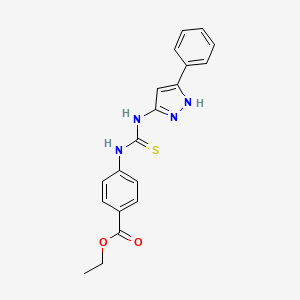 molecular formula C19H18N4O2S B3487075 ethyl 4-({[(3-phenyl-1H-pyrazol-5-yl)amino]carbonothioyl}amino)benzoate 