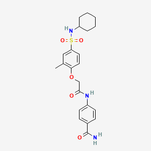 4-{2-[4-(CYCLOHEXYLSULFAMOYL)-2-METHYLPHENOXY]ACETAMIDO}BENZAMIDE