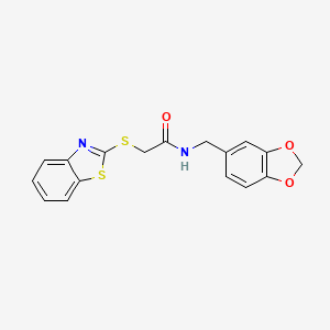 N-[(2H-1,3-benzodioxol-5-yl)methyl]-2-(1,3-benzothiazol-2-ylsulfanyl)acetamide