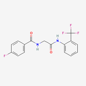 molecular formula C16H12F4N2O2 B3487173 4-fluoro-N-(2-oxo-2-{[2-(trifluoromethyl)phenyl]amino}ethyl)benzamide 