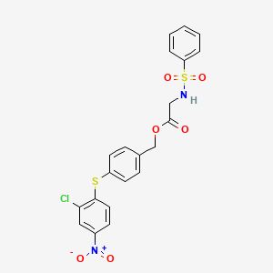 molecular formula C21H17ClN2O6S2 B3487191 4-[(2-chloro-4-nitrophenyl)thio]benzyl N-(phenylsulfonyl)glycinate 