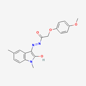 molecular formula C19H19N3O4 B3487194 N'-[(3Z)-1,5-DIMETHYL-2-OXO-2,3-DIHYDRO-1H-INDOL-3-YLIDENE]-2-(4-METHOXYPHENOXY)ACETOHYDRAZIDE 